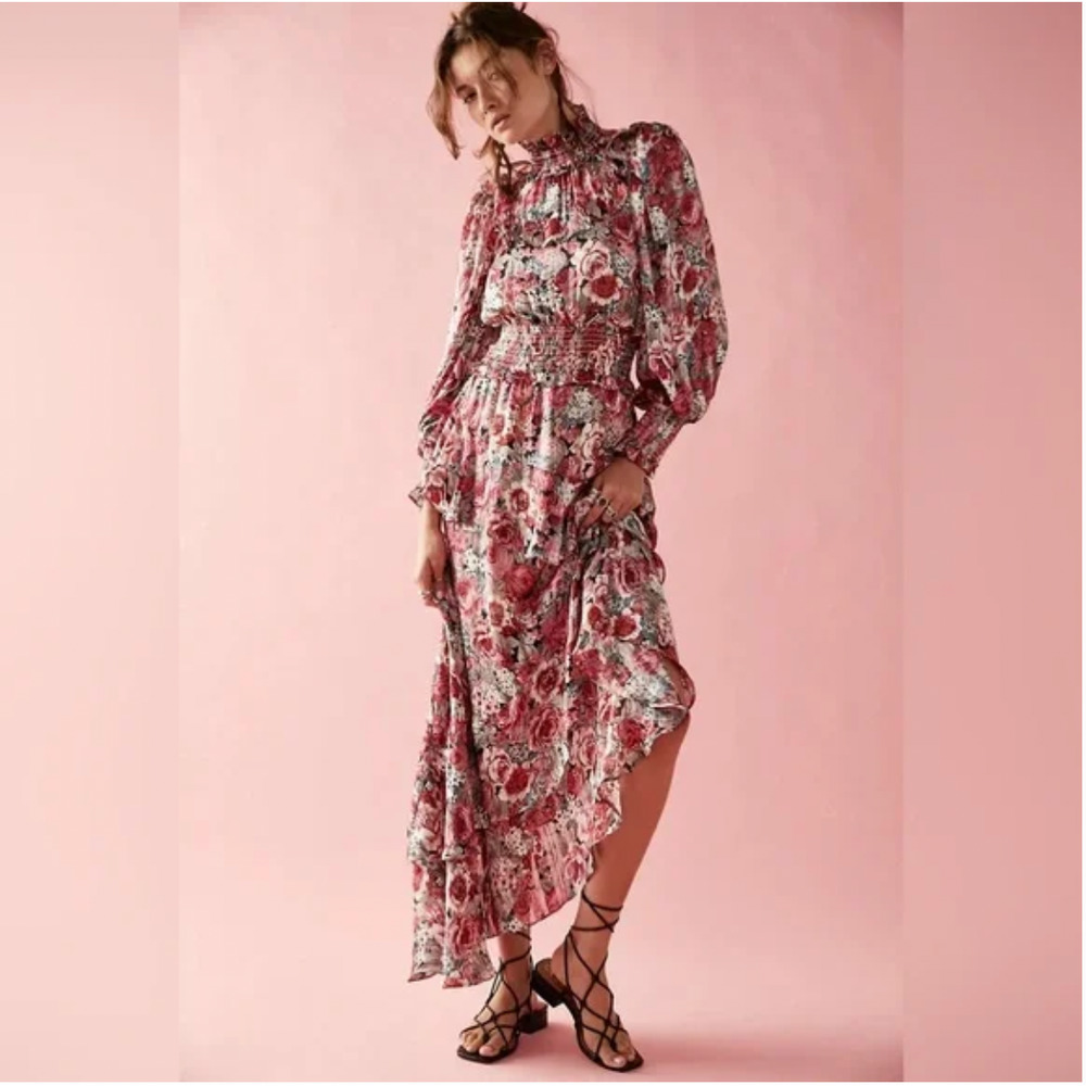 ELLIATT Free People Dorian Floral Asymmetrical Tiered Ruffle Maxi Dress